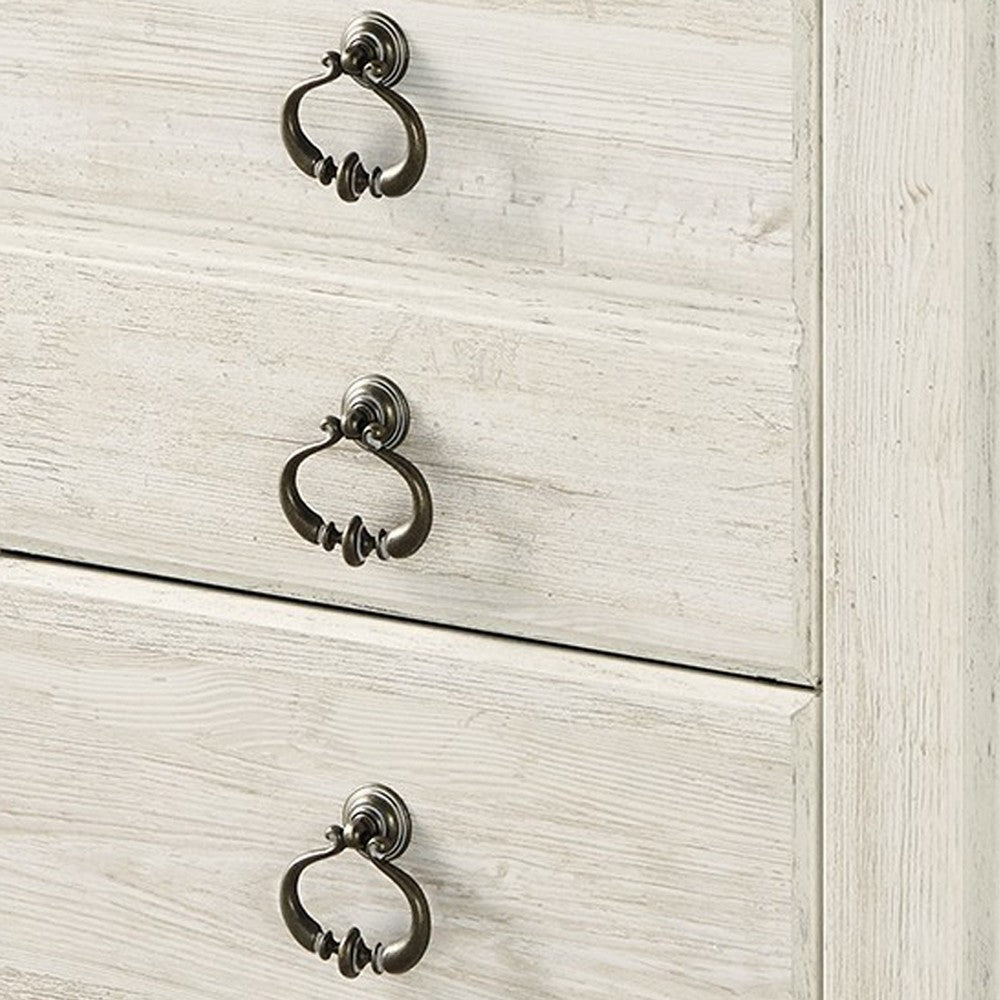 Benjara Isla Nightstand, 2 Drawers, 2 USB, Brown Wood Top, Rustic Whitewash