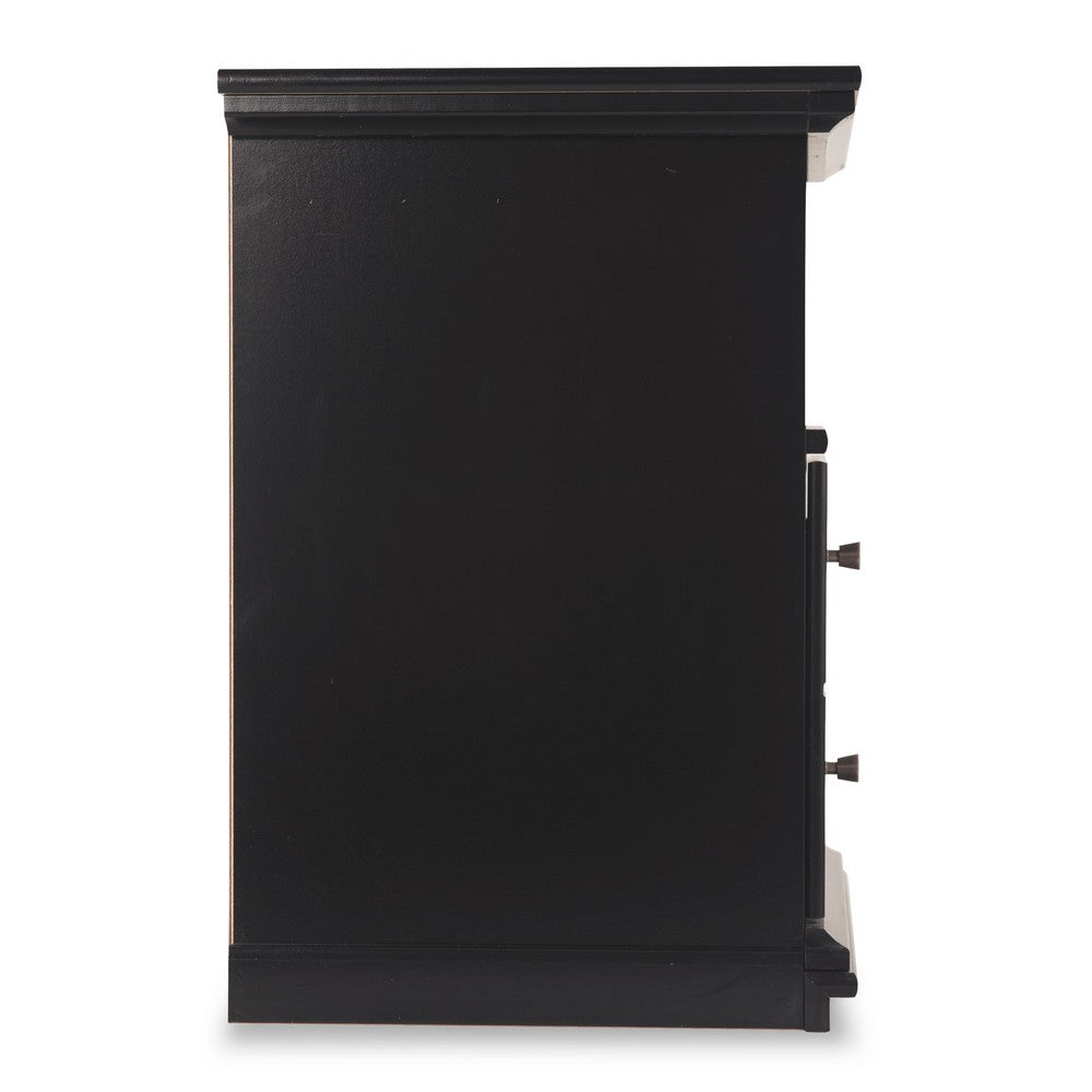 Benjara Boli Nightstand, 1 Storage Drawers, 24 Inch, Black Molded Trim Details