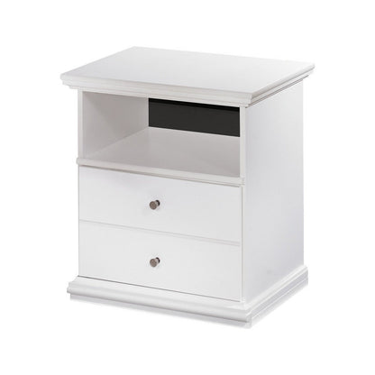 Benjara Twik Nightstand, 1 Storage Drawers, 24 Inch, White Molded Trim Details