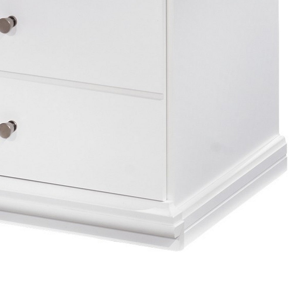 Benjara Twik Nightstand, 1 Storage Drawers, 24 Inch, White Molded Trim Details