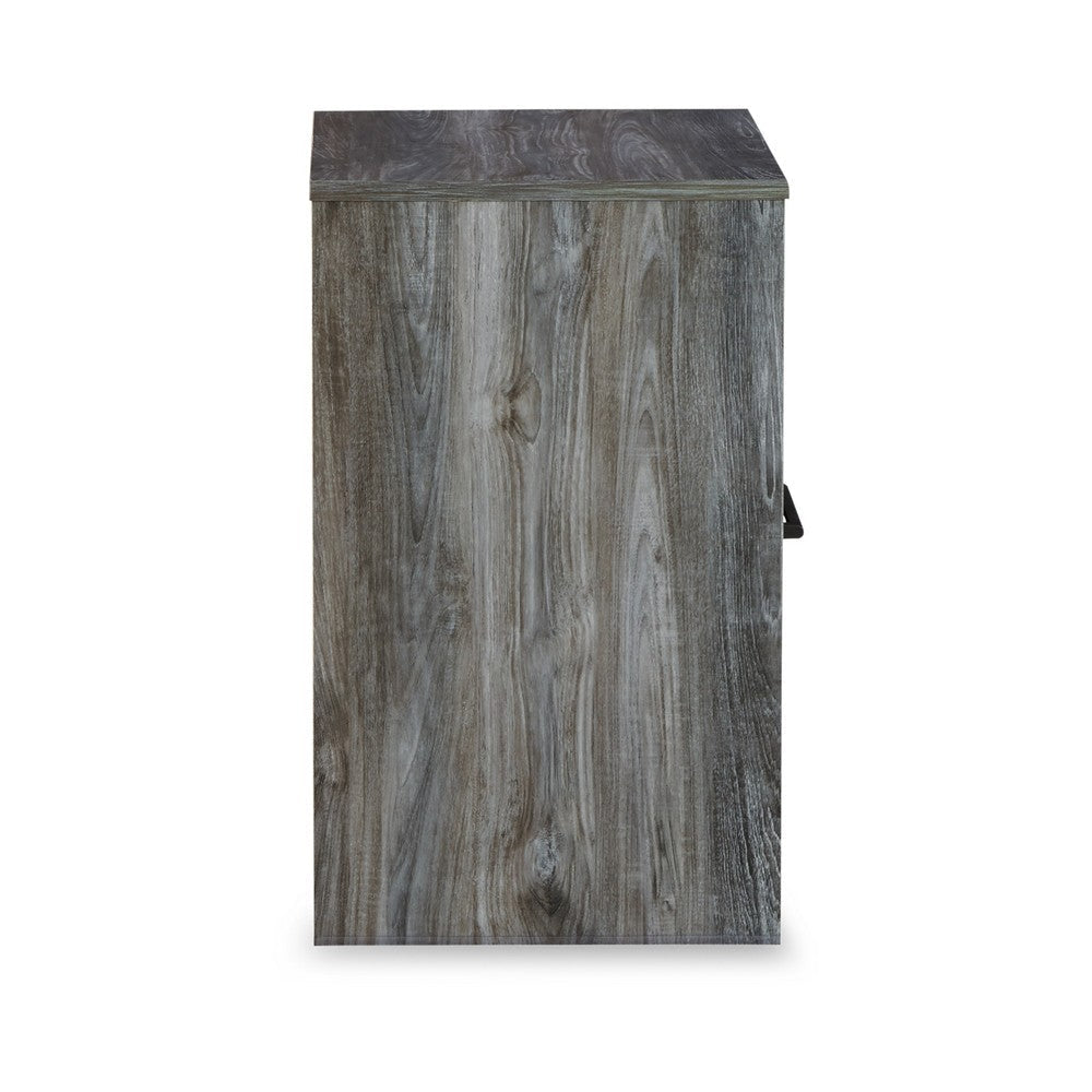 Benjara Bays Nightstand, 1 Drawer USB Port, Modern Rustic Laminate Smoky Gray