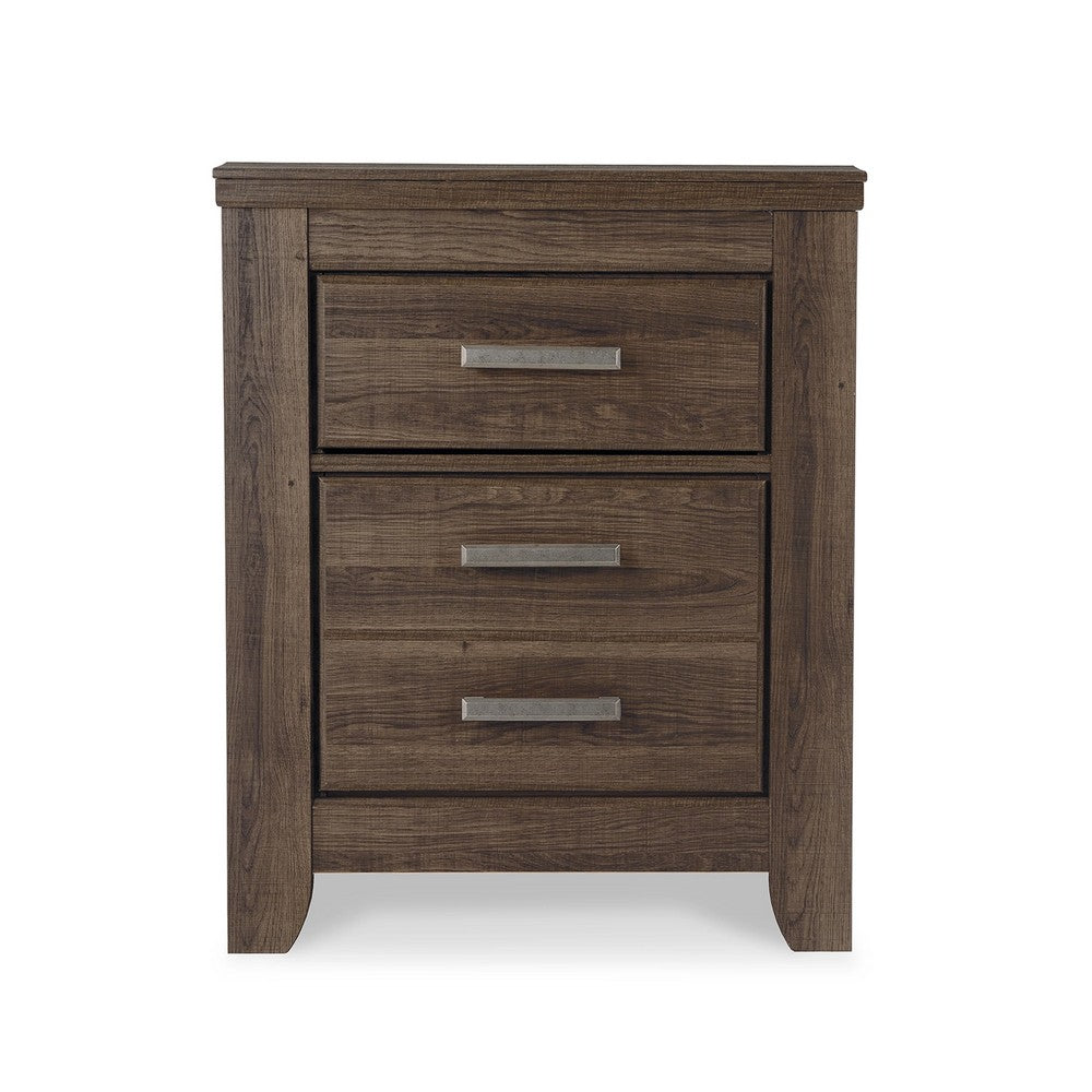 Benjara Rye Nightstand with 2 Drawers, Modern Classic Laminate Dark Brown