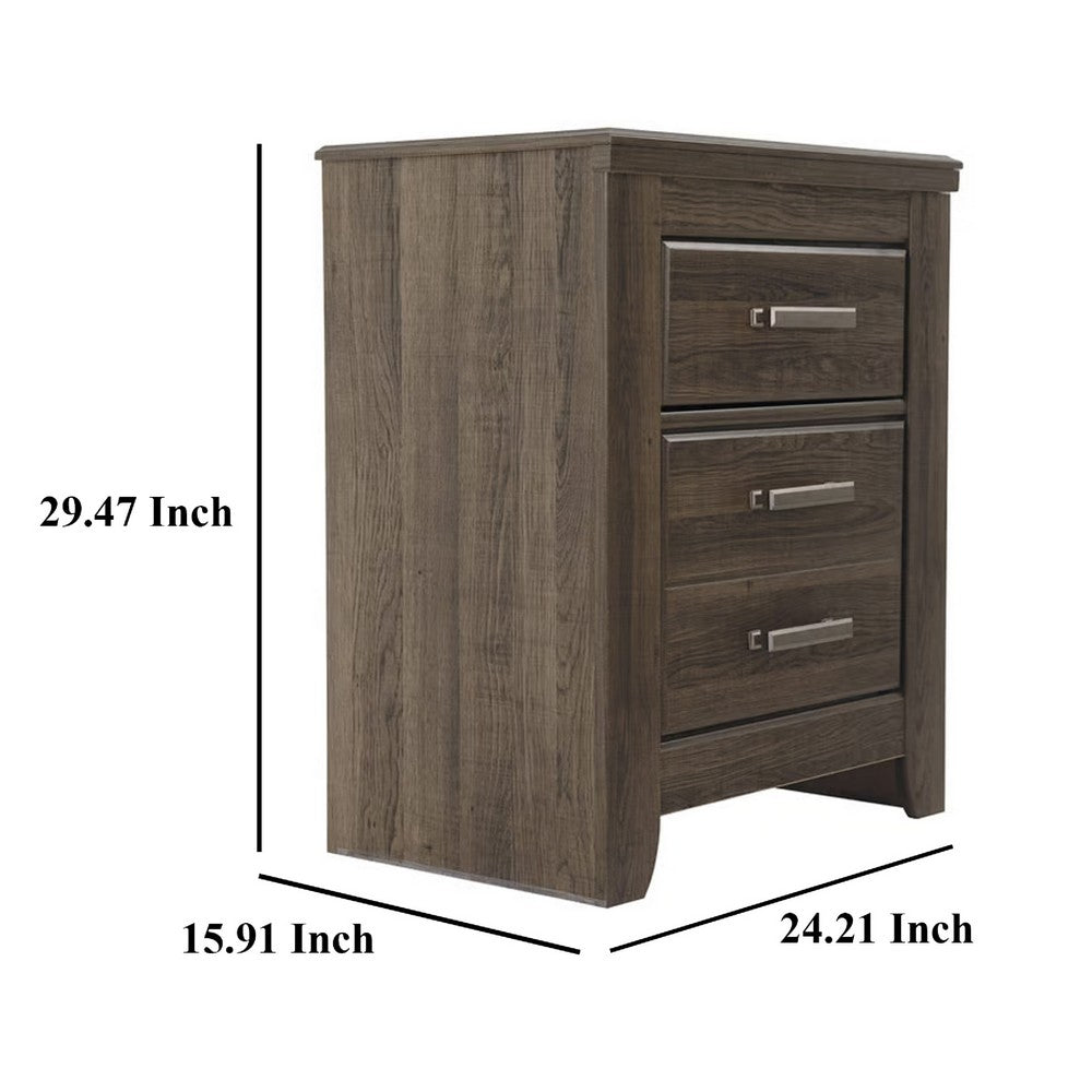 Benjara Rye Nightstand with 2 Drawers, Modern Classic Laminate Dark Brown