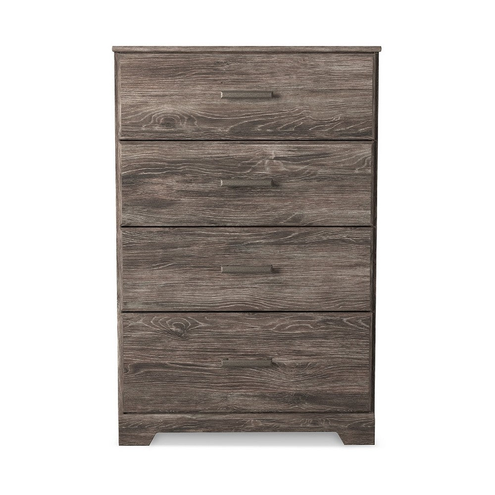 Benjara Isnk Tall Dresser Chest, 4 Drawers, Modern Farmhouse Laminate Gray Oak
