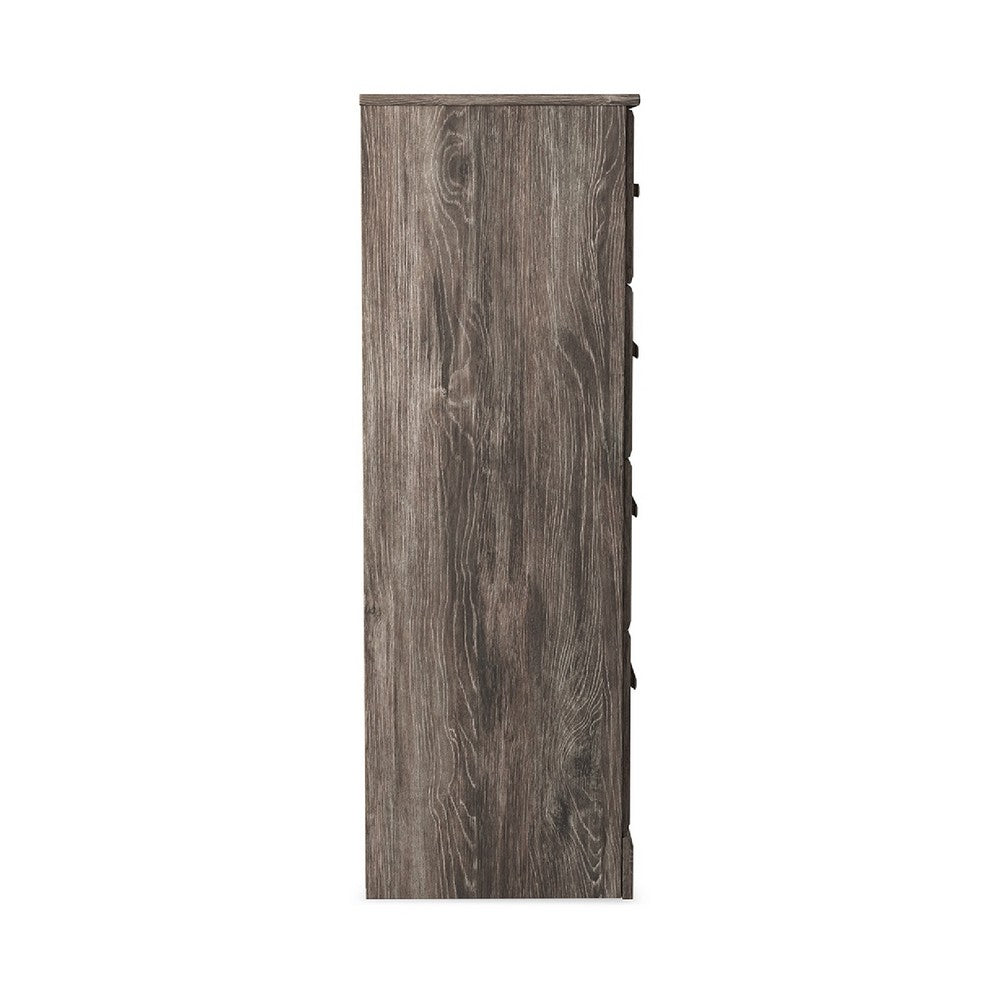 Benjara Isnk Tall Dresser Chest, 4 Drawers, Modern Farmhouse Laminate Gray Oak
