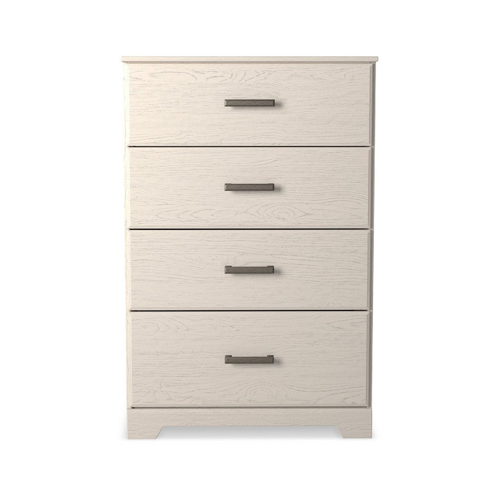 Benjara Tely Tall Dresser Chest, 4 Drawers, Modern Farmhouse Laminate White