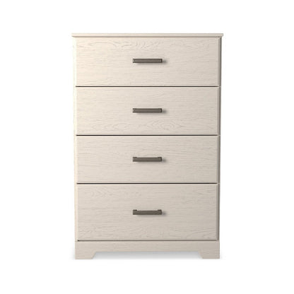 Benjara Tely Tall Dresser Chest, 4 Drawers, Modern Farmhouse Laminate White