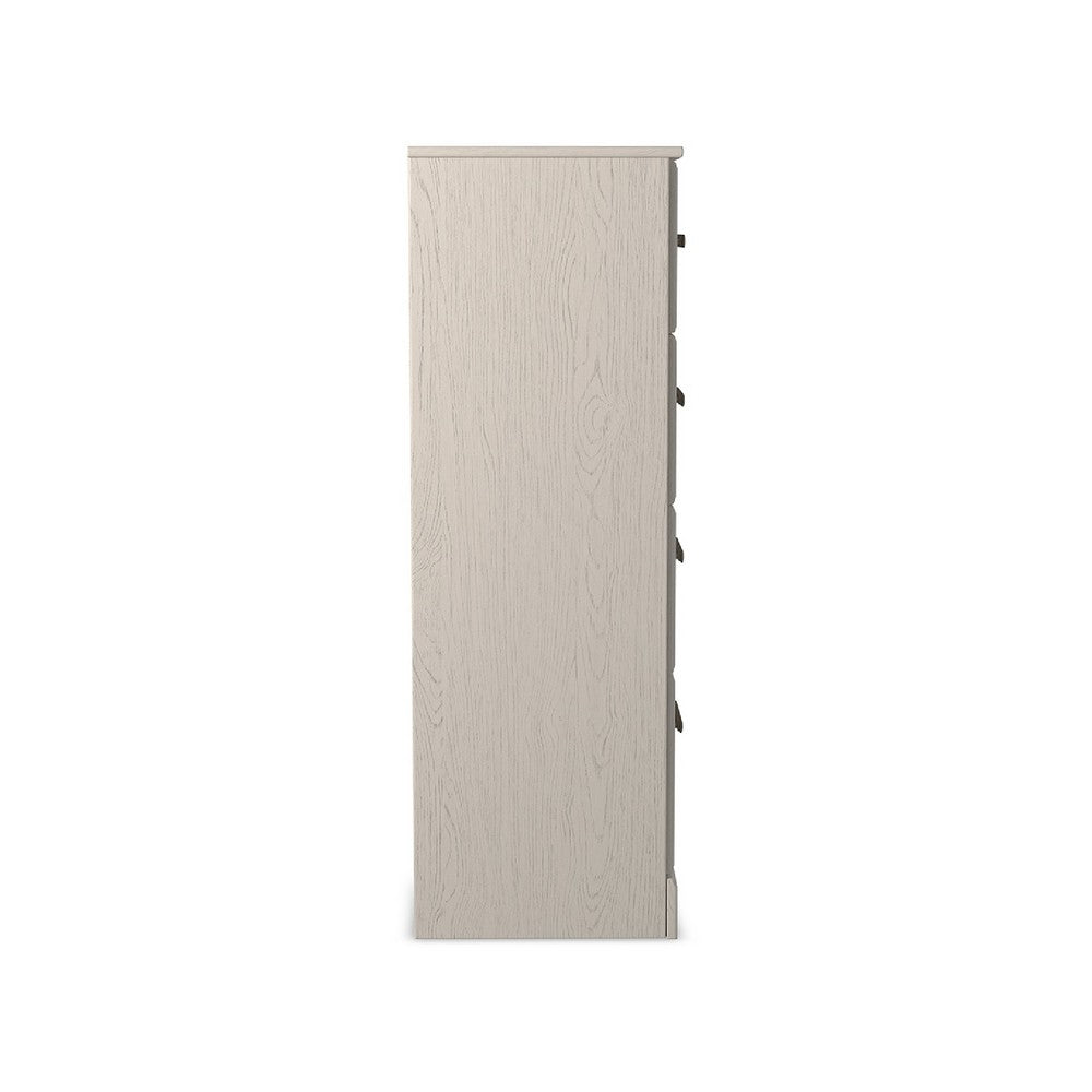 Benjara Tely Tall Dresser Chest, 4 Drawers, Modern Farmhouse Laminate White
