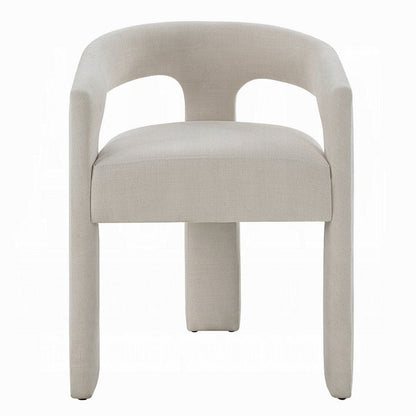 Benjara Gamo Set of 2 Side Dining Chair, Rounded Back, Modern White Chenille
