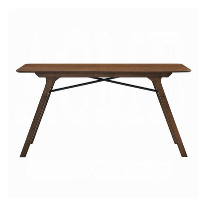 Benjara Lumy Dining Table, 59 Inch, Rectangular Top, Walnut Brown Rubberwood