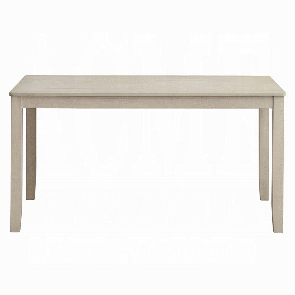 Benjara Feri Dining Table, 59 Inch, Rectangular Top, Antique Bone White Finish