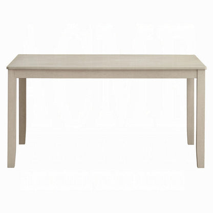Benjara Feri Dining Table, 59 Inch, Rectangular Top, Antique Bone White Finish