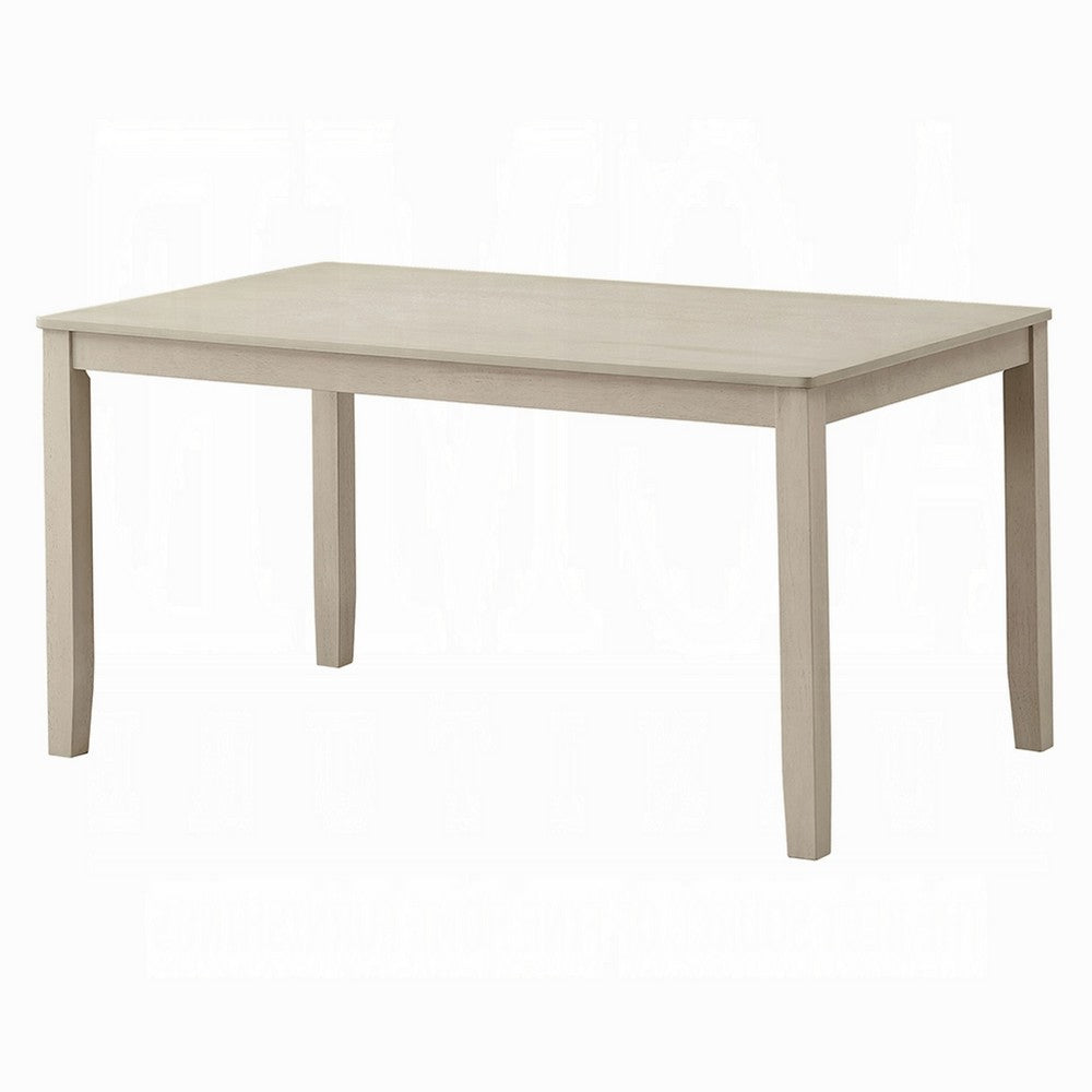 Benjara Feri Dining Table, 59 Inch, Rectangular Top, Antique Bone White Finish