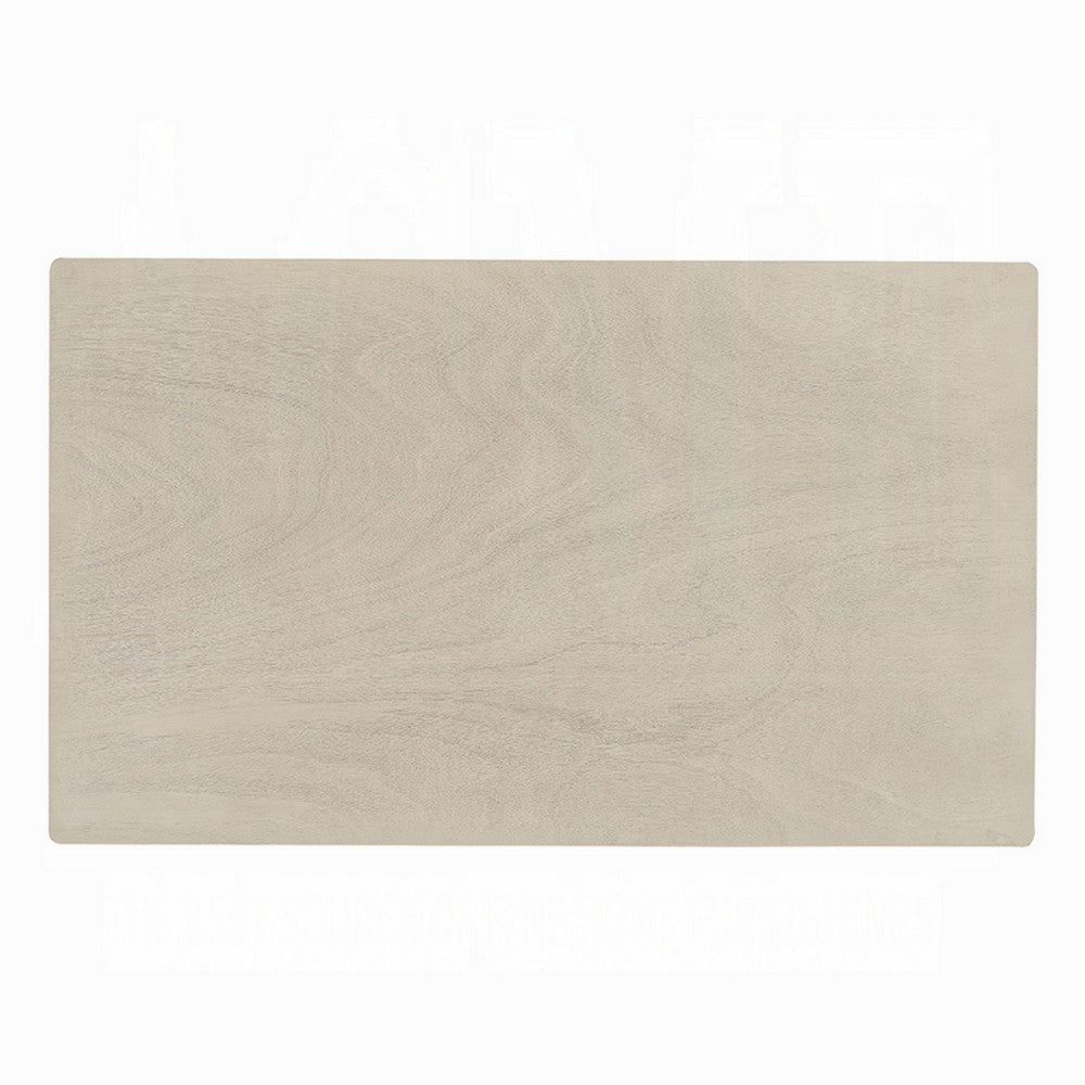 Benjara Feri Dining Table, 59 Inch, Rectangular Top, Antique Bone White Finish