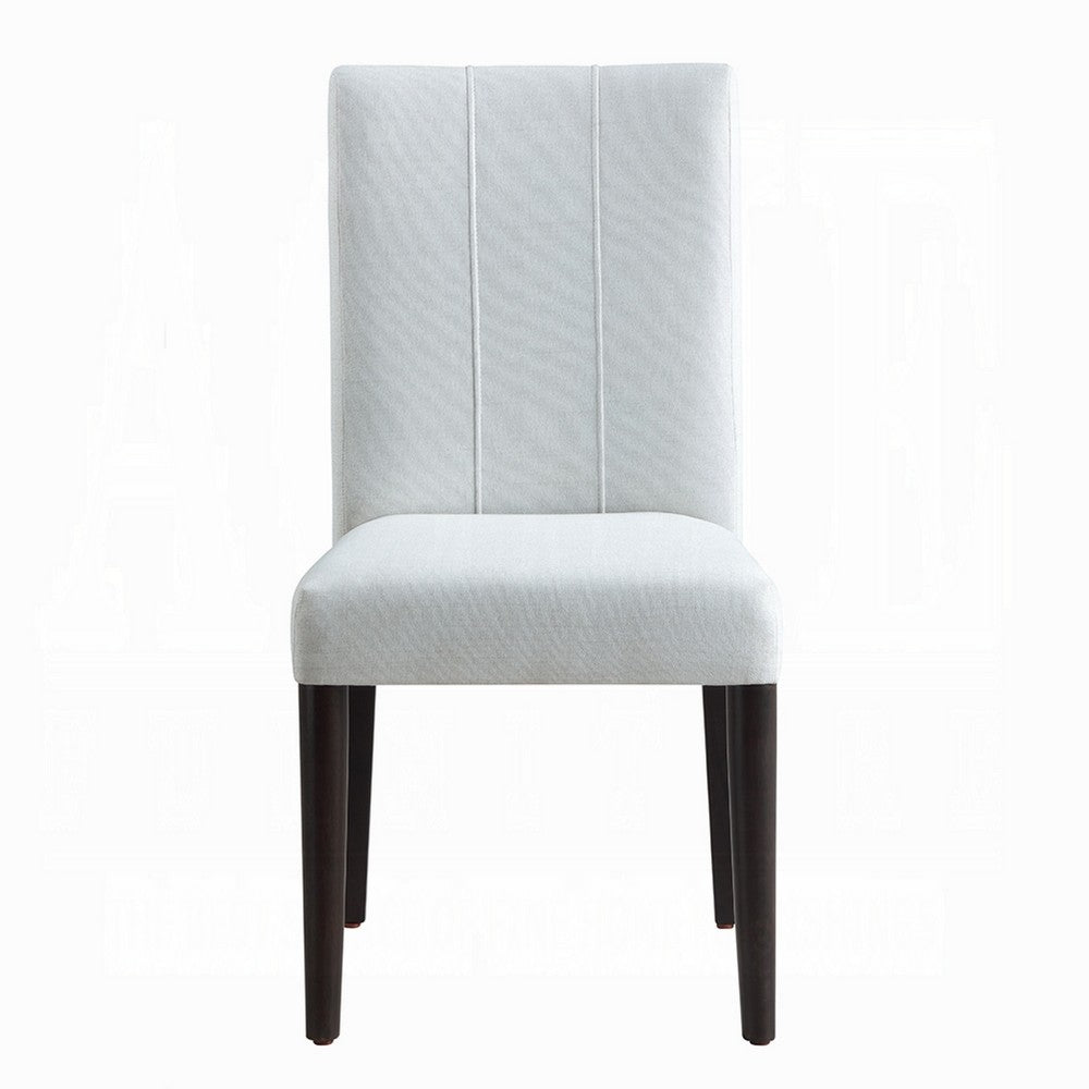 Benjara Aren Side Dining Chair Set of 2, Plush Foam Gray Fabric, Black Wood