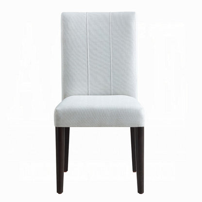 Benjara Aren Side Dining Chair Set of 2, Plush Foam Gray Fabric, Black Wood