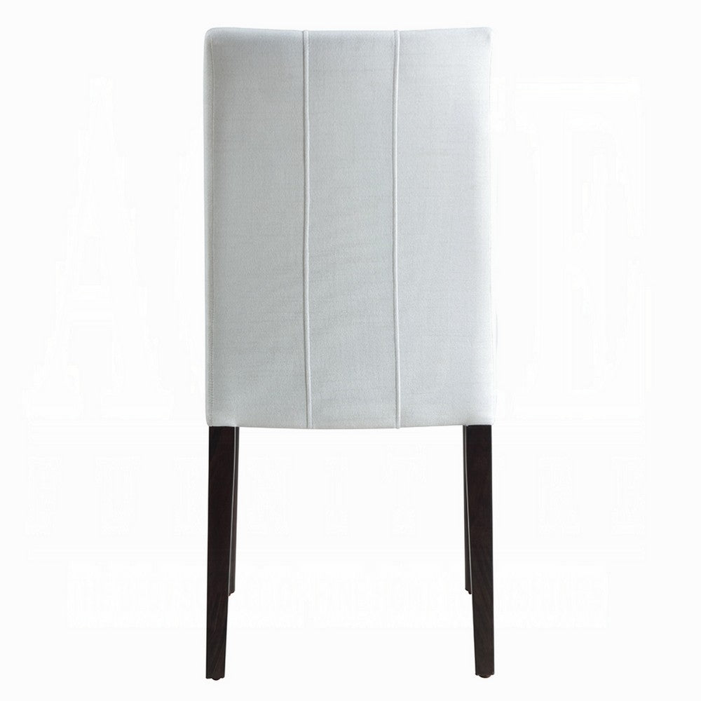 Benjara Aren Side Dining Chair Set of 2, Plush Foam Gray Fabric, Black Wood