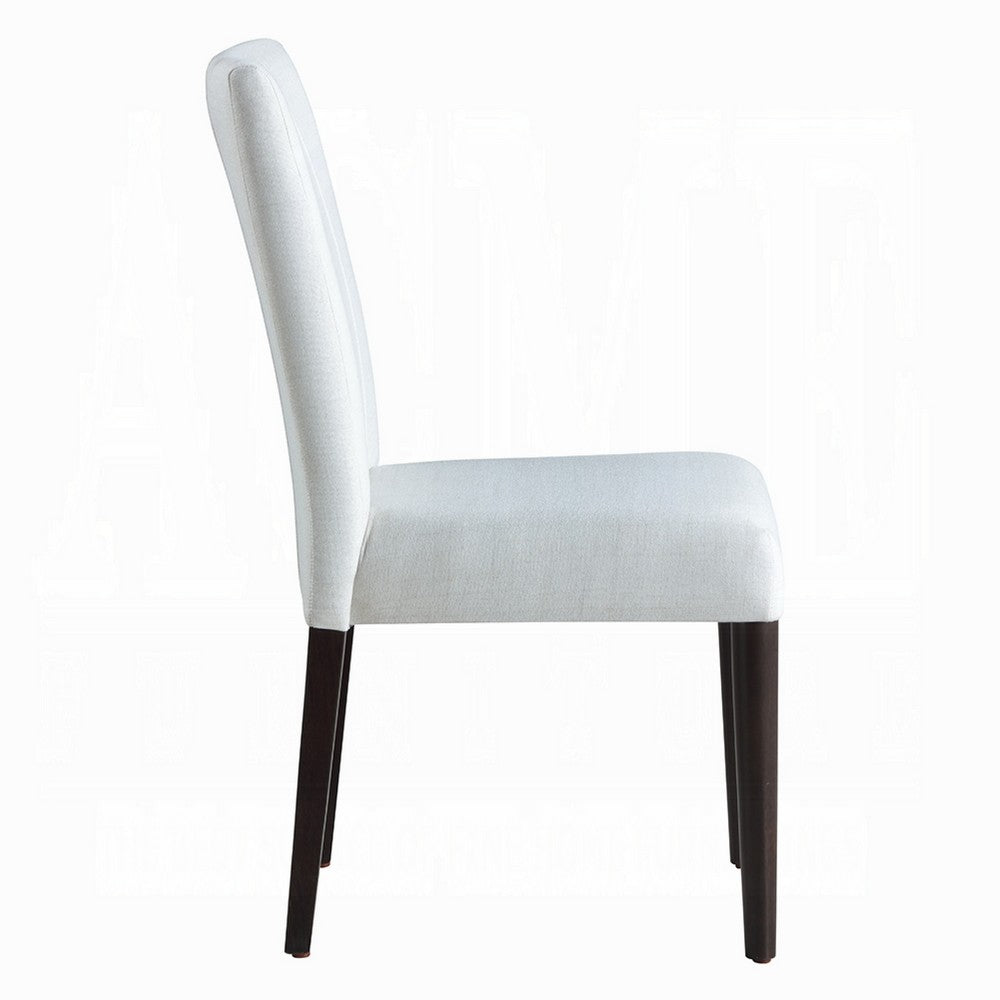 Benjara Aren Side Dining Chair Set of 2, Plush Foam Gray Fabric, Black Wood