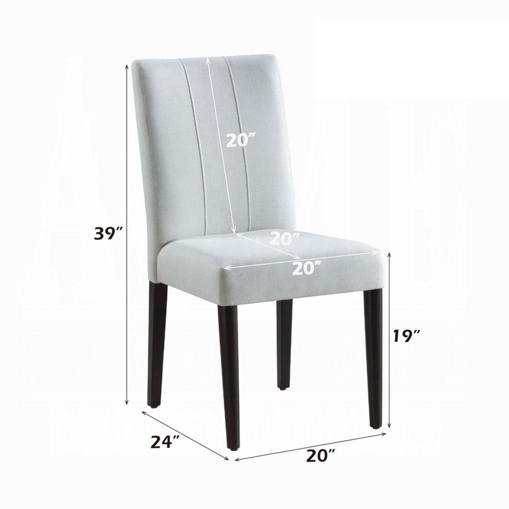 Benjara Aren Side Dining Chair Set of 2, Plush Foam Gray Fabric, Black Wood
