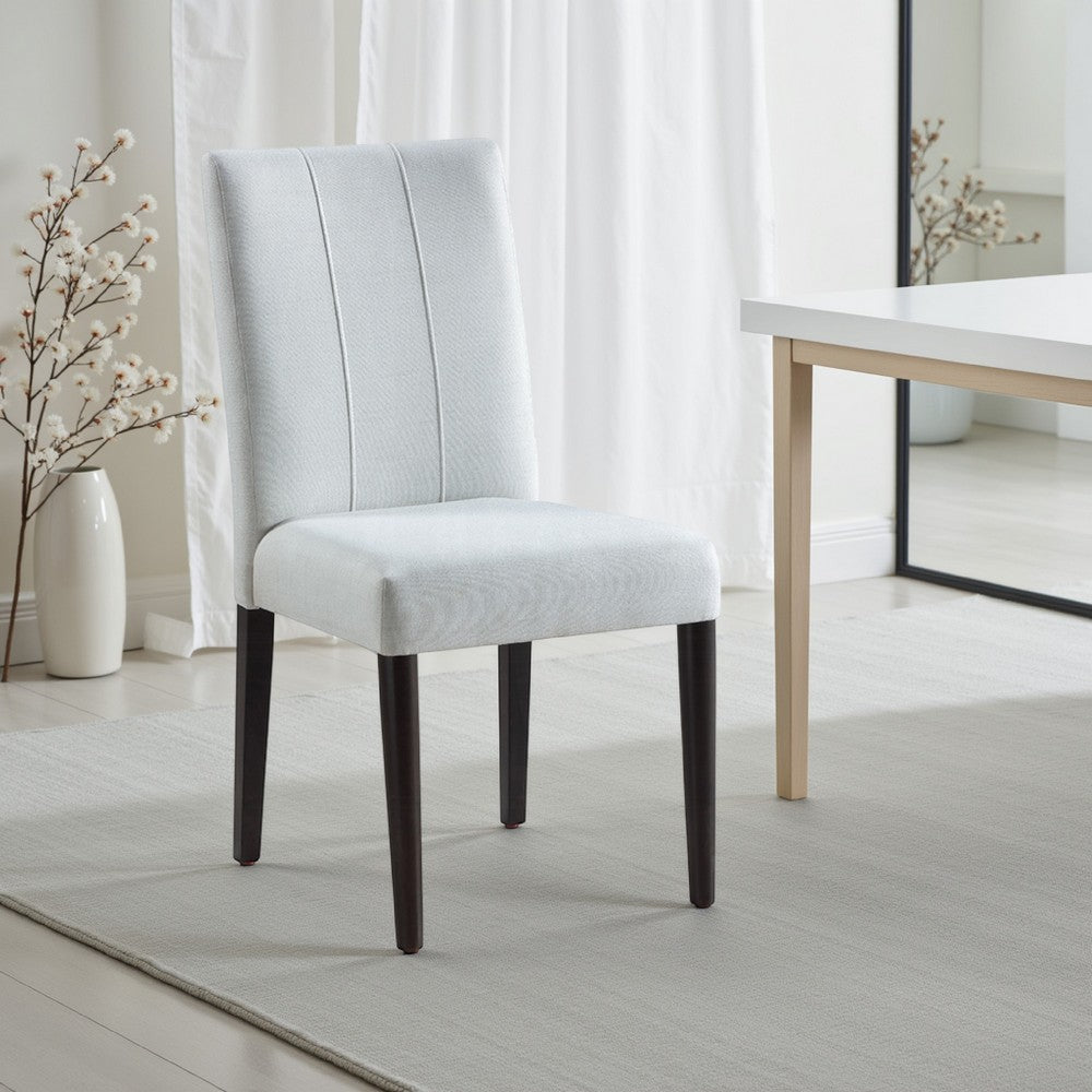 Benjara Aren Side Dining Chair Set of 2, Plush Foam Gray Fabric, Black Wood