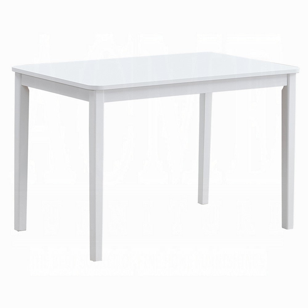 Benjara Ideli 5 Piece Dining Table Set with 4 Chairs, Brown Linen, White Wood