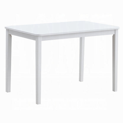 Benjara Ideli 5 Piece Dining Table Set with 4 Chairs, Brown Linen, White Wood