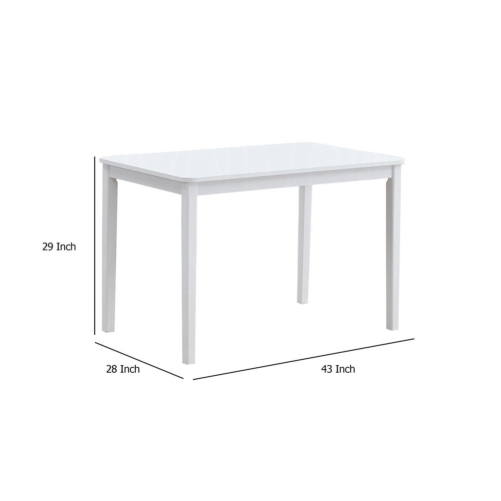 Benjara Ideli 5 Piece Dining Table Set with 4 Chairs, Brown Linen, White Wood
