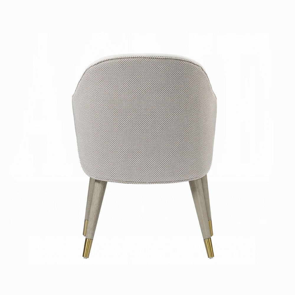 Benjara Arity Side Dining Chair Set of 2, Modern Light Gray Fabric, Gold Metal