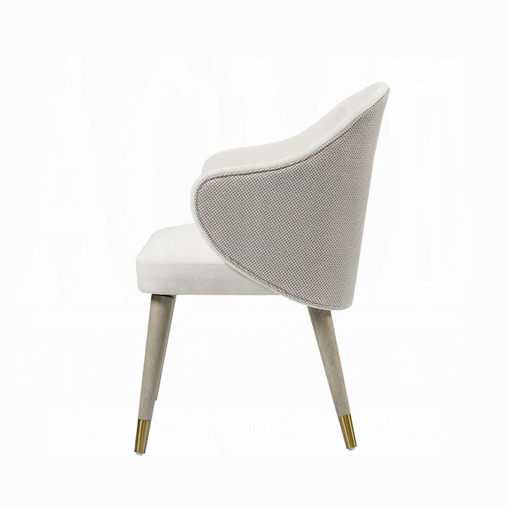 Benjara Arity Side Dining Chair Set of 2, Modern Light Gray Fabric, Gold Metal