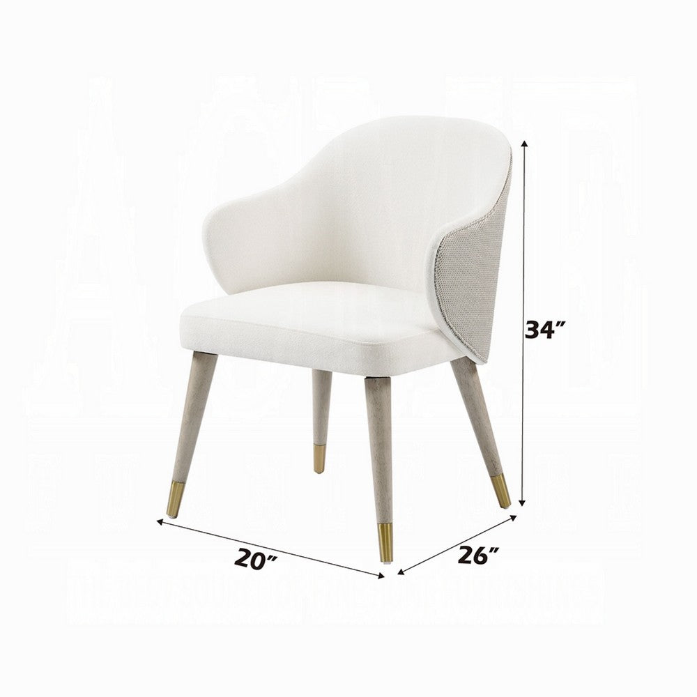Benjara Arity Side Dining Chair Set of 2, Modern Light Gray Fabric, Gold Metal