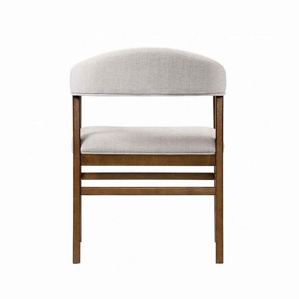 Benjara Dari Side Dining Chair Set of 2, Gray Fabric, Dark Walnut Brown Wood