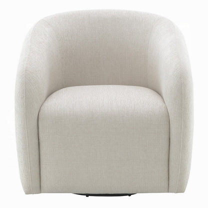 Benjara Tiena Swivel Accent Chair, Modern Style Rounded Back, Warm Beige Linen