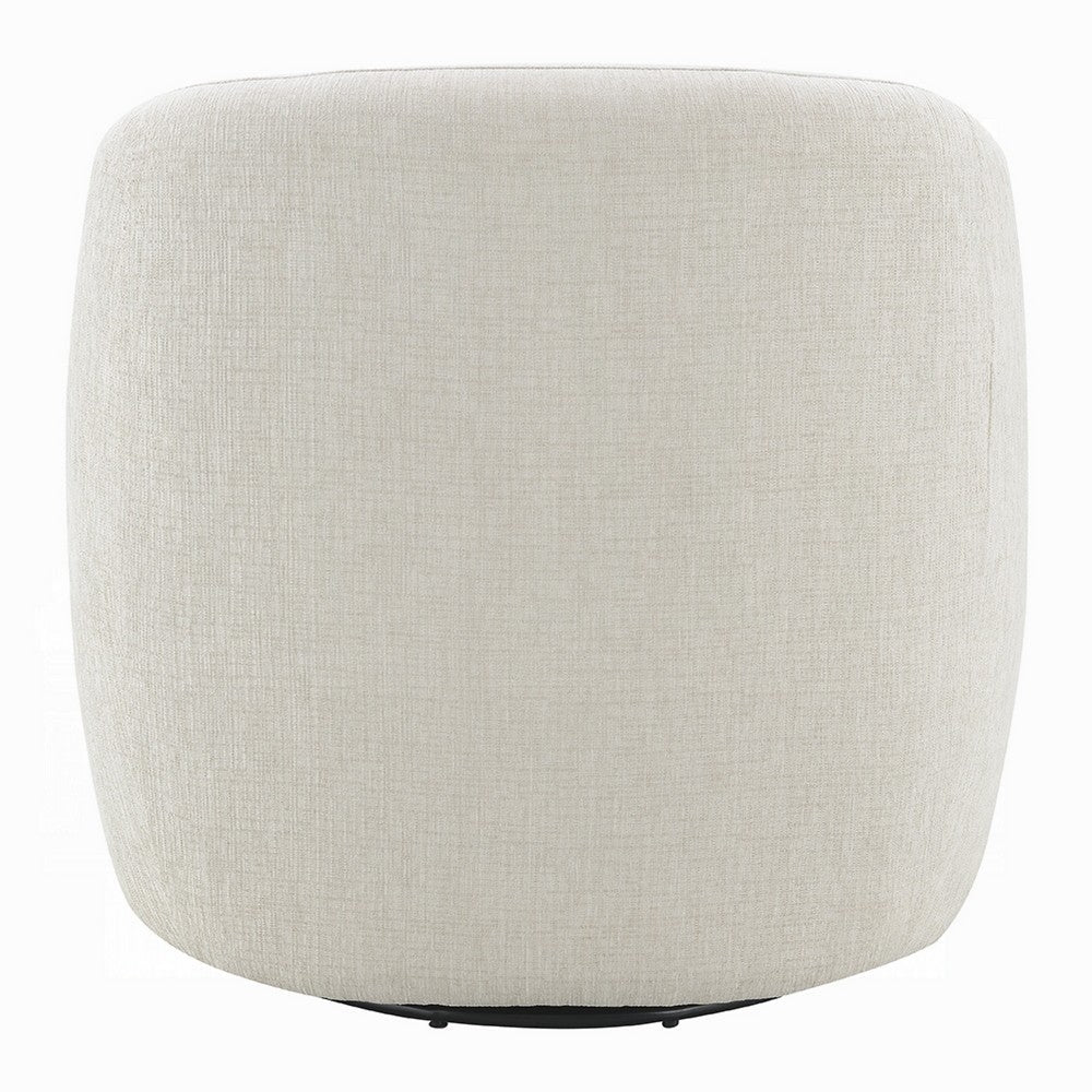 Benjara Tiena Swivel Accent Chair, Modern Style Rounded Back, Warm Beige Linen