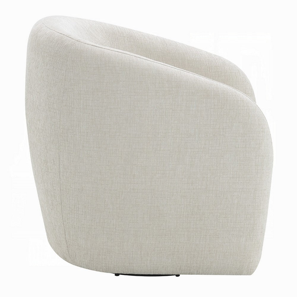 Benjara Tiena Swivel Accent Chair, Modern Style Rounded Back, Warm Beige Linen