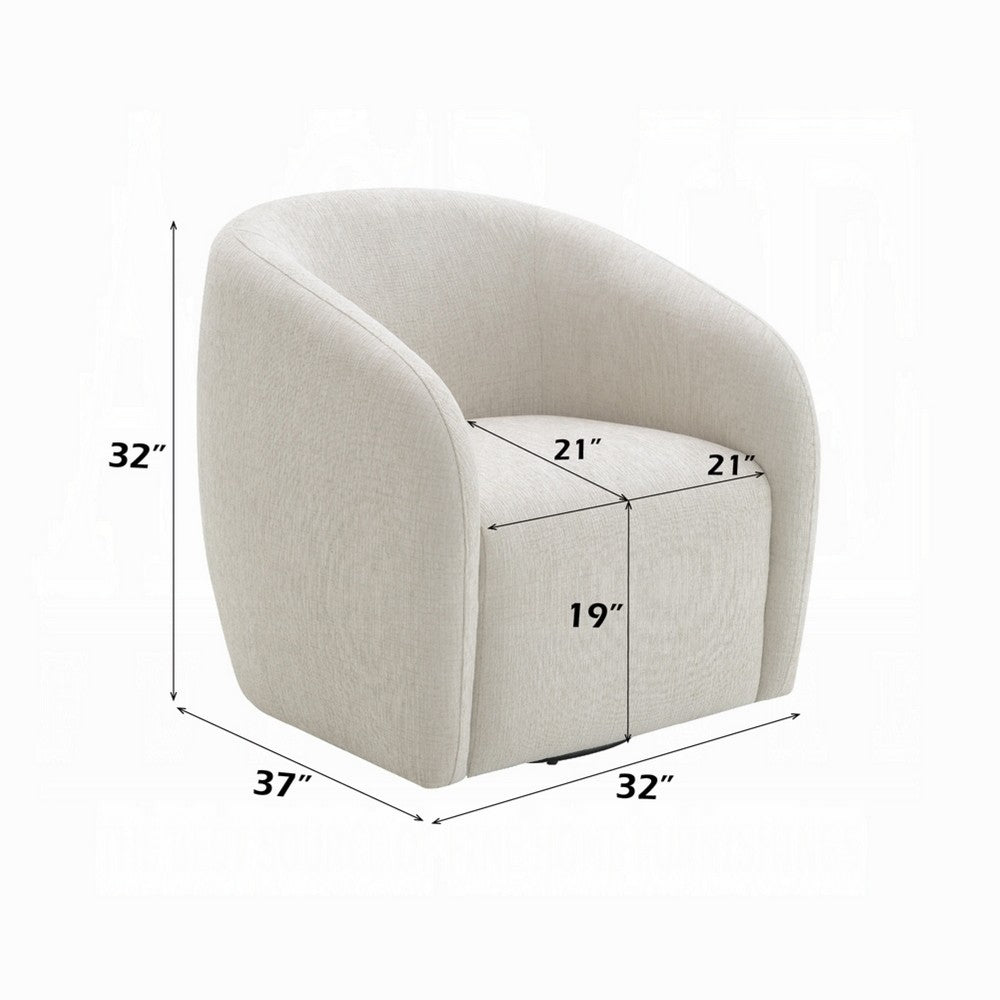 Benjara Tiena Swivel Accent Chair, Modern Style Rounded Back, Warm Beige Linen