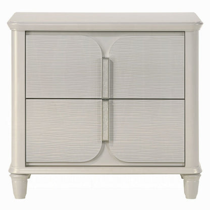 Benjara Veda Nightstand, Elegant Pearl White Wood, 2 Modern Drawers, 30 Inch