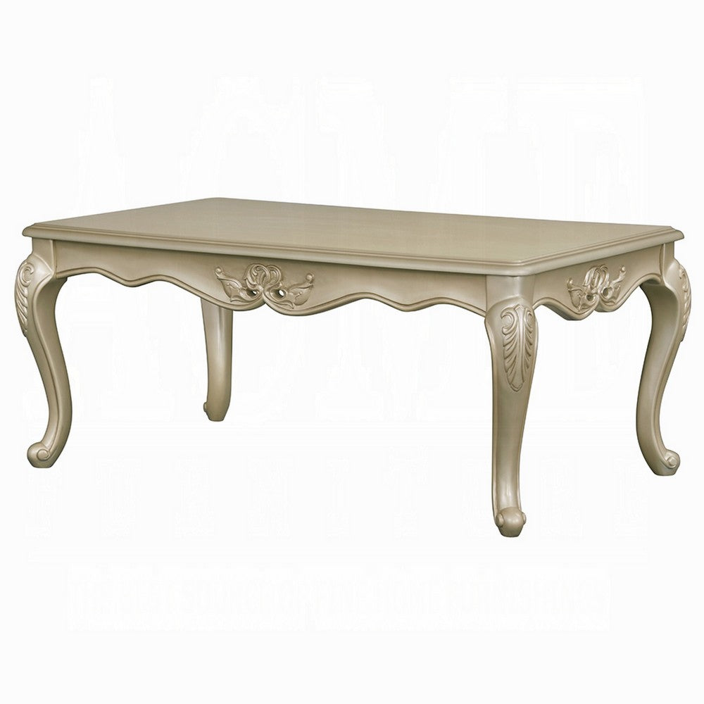Benjara Bertha Coffee Table, Ornate Classical European Champagne Gold, 48 Inch