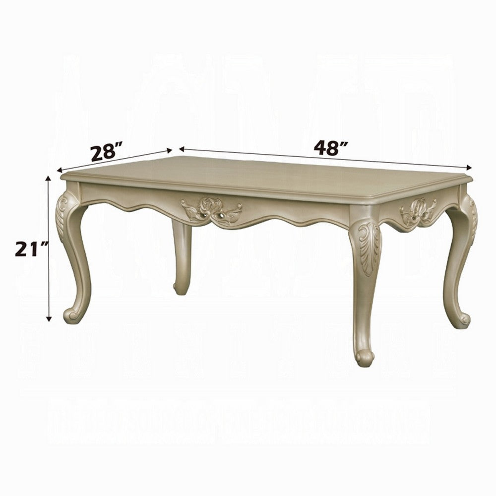 Benjara Bertha Coffee Table, Ornate Classical European Champagne Gold, 48 Inch
