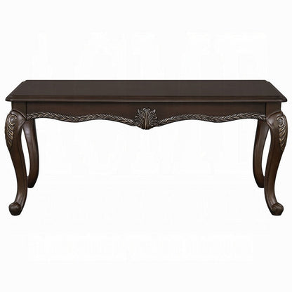 Benjara Reese Coffee Table, European Carved Classic Cherry Brown Wood, 48 Inch