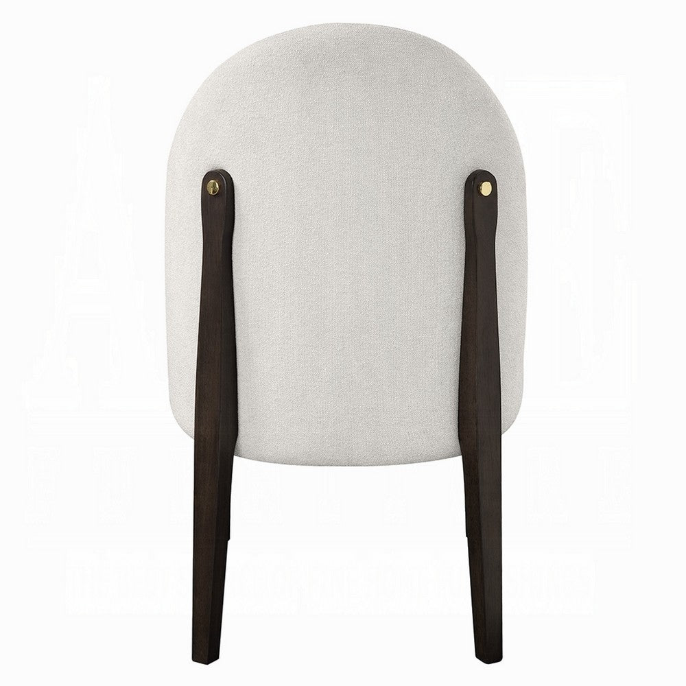 Benjara Jeh Side Dining Chair Set of 2, Beige Chenille, Espresso Brown Wood