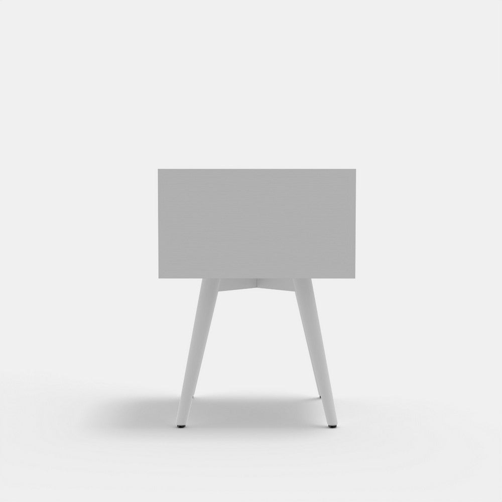 Benjara Ian Small Nightstand w 2 Drawers, Modern White Solid Mahogany Wood