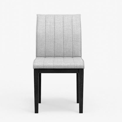 Benjara Vecy Dining Side Chair Set of 2, Channel Gray Fabric, Vintage Black