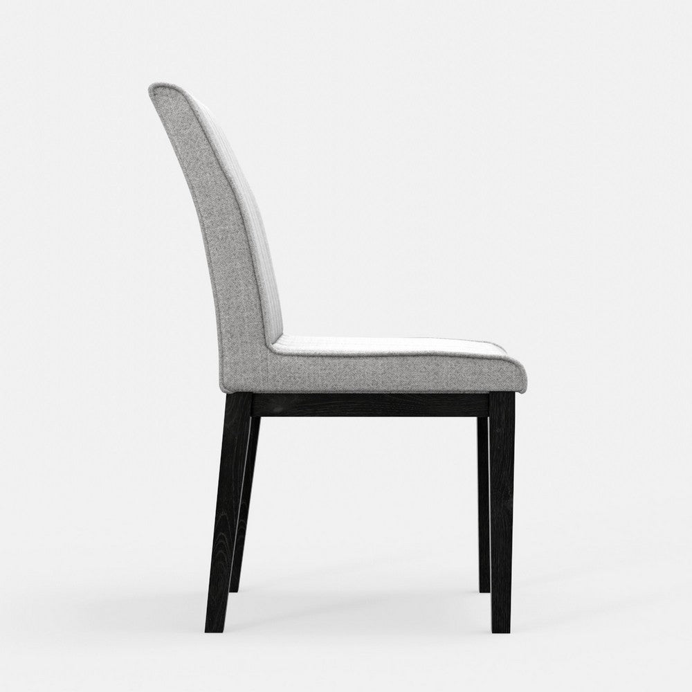 Benjara Vecy Dining Side Chair Set of 2, Channel Gray Fabric, Vintage Black