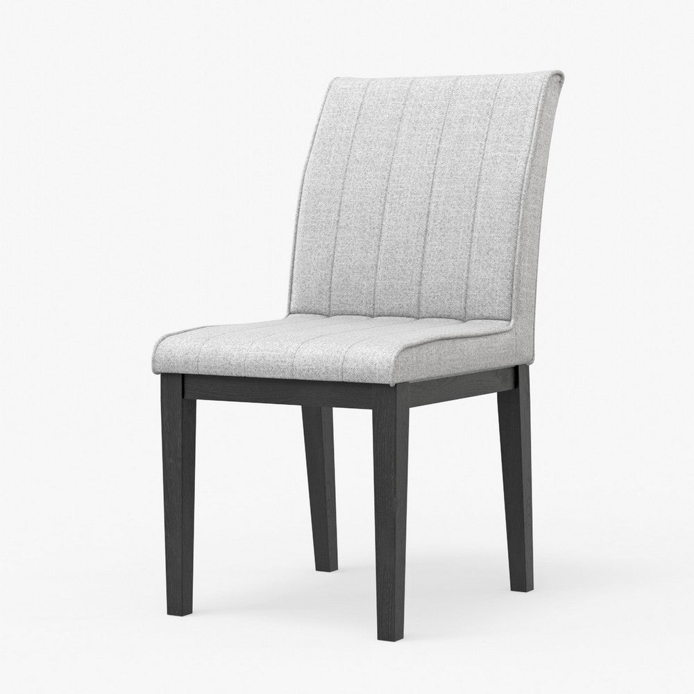 Benjara Vecy Dining Side Chair Set of 2, Channel Gray Fabric, Vintage Black