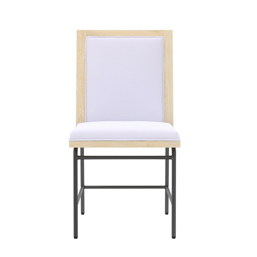Benjara Lony Dining Side Chair Set of 2, Gray Seat n Back, Black Metal Frame