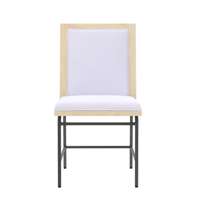 Benjara Lony Dining Side Chair Set of 2, Gray Seat n Back, Black Metal Frame