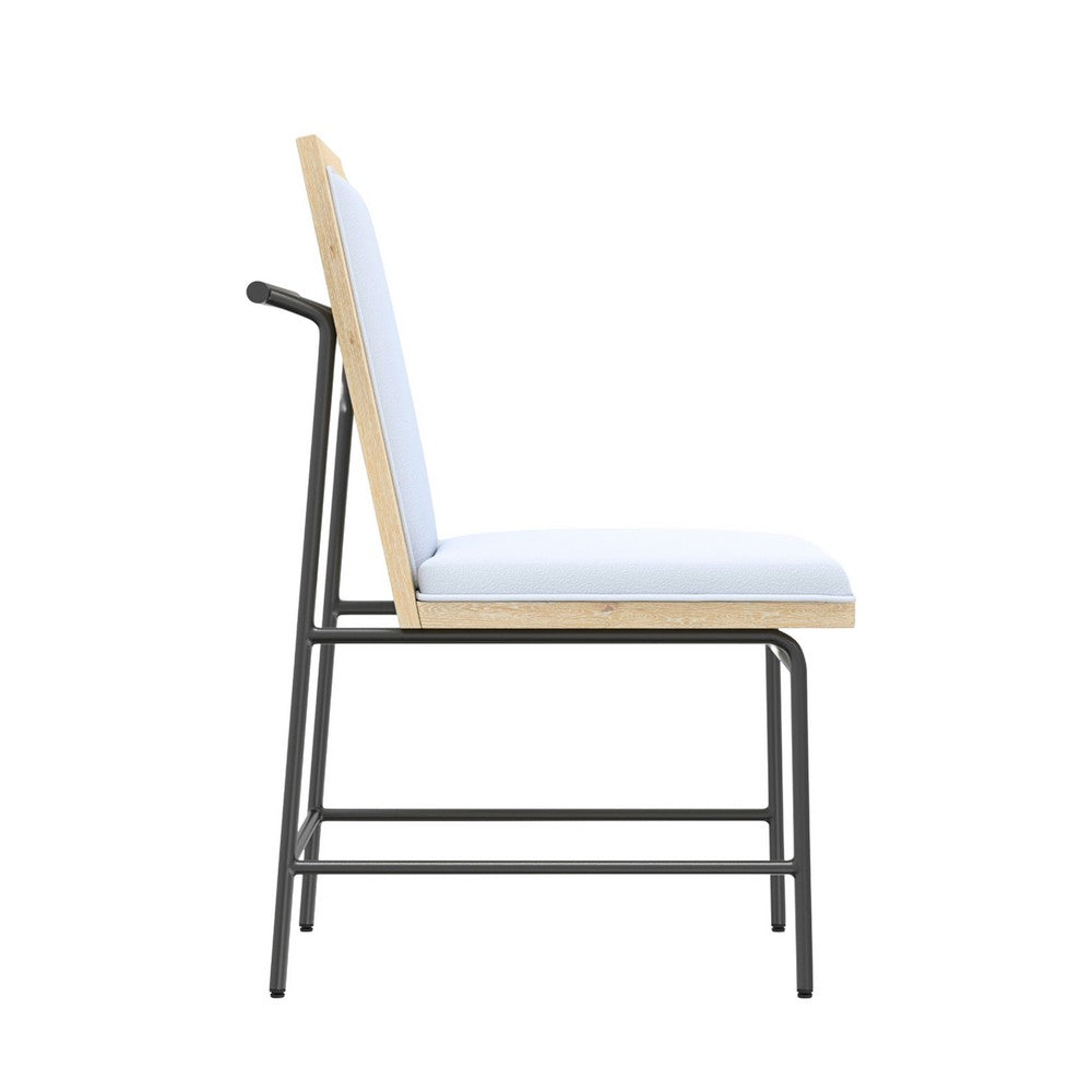 Benjara Lony Dining Side Chair Set of 2, Gray Seat n Back, Black Metal Frame