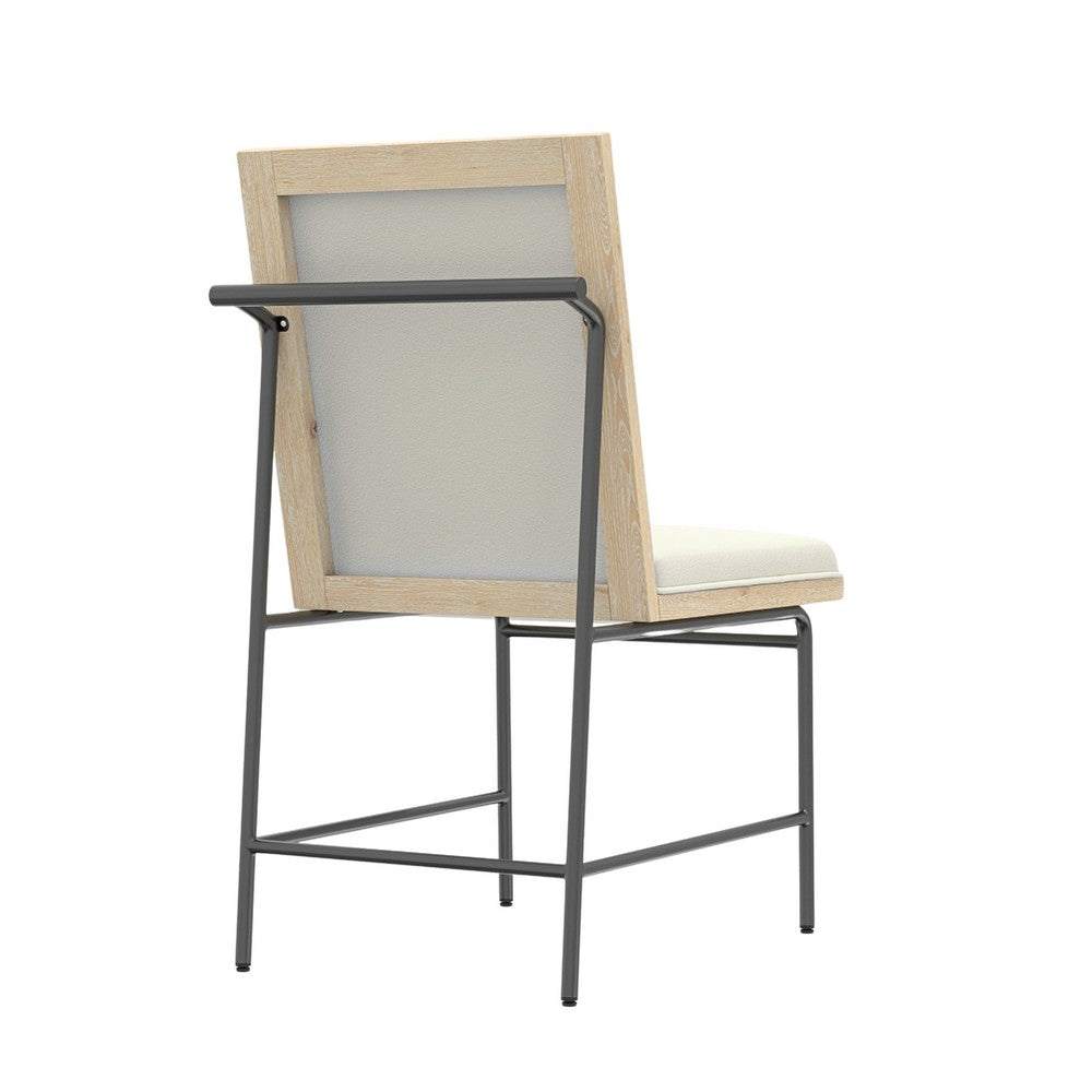 Benjara Lony Dining Side Chair Set of 2, Gray Seat n Back, Black Metal Frame