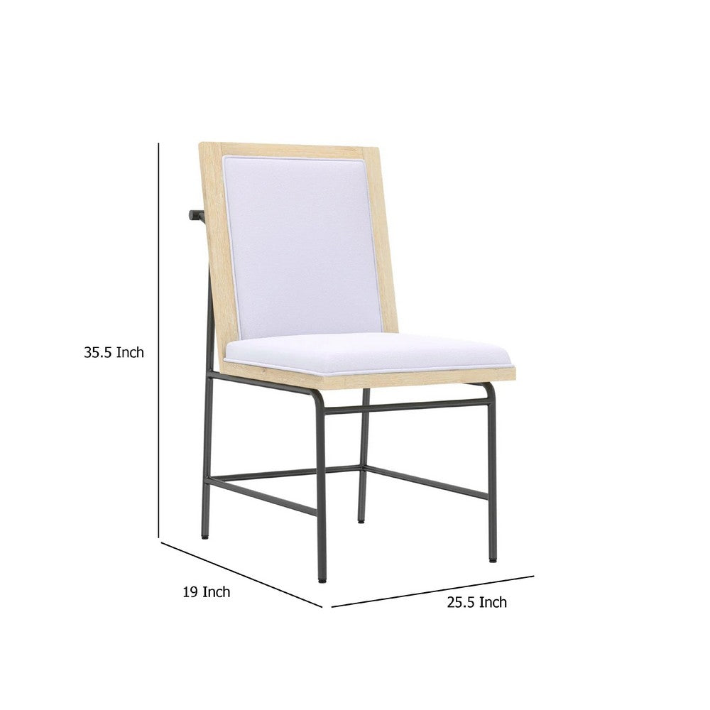 Benjara Lony Dining Side Chair Set of 2, Gray Seat n Back, Black Metal Frame