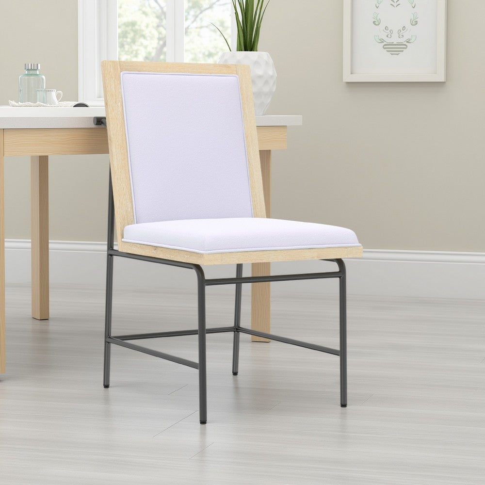 Benjara Lony Dining Side Chair Set of 2, Gray Seat n Back, Black Metal Frame